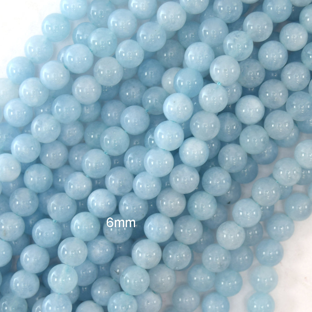 Light Blue Aquamarine Quartz Round Beads 15" Strand 4mm 6mm 8mm 10mm 12mm - Eagle Beadz