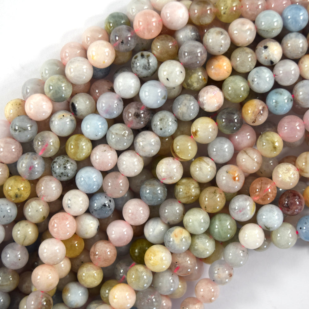 Natural Multicolor Morganite Round Beads Gemstone 15.5" Beryl 6mm 8mm 10mm S2