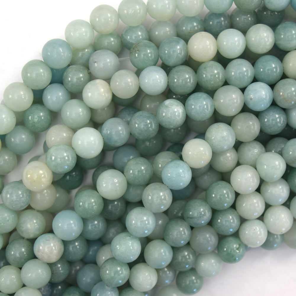 Natural Blue Amazonite Round Beads Gemstone 15" Strand 4mm 6mm 8mm 10mm S2 - Eagle Beadz