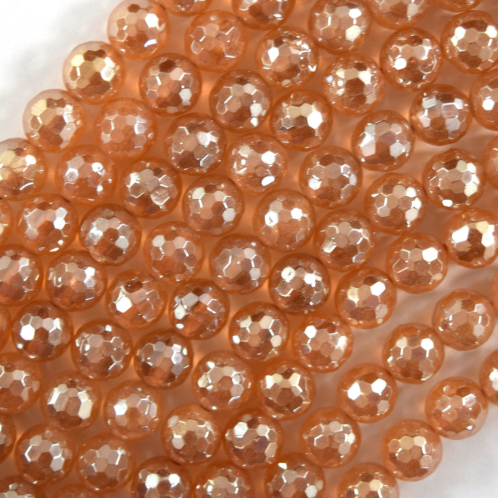Mystic Titanium Faceted Champagne Crystal Quartz Round Beads 15" 6mm 8mm 10mm - Eagle Beadz