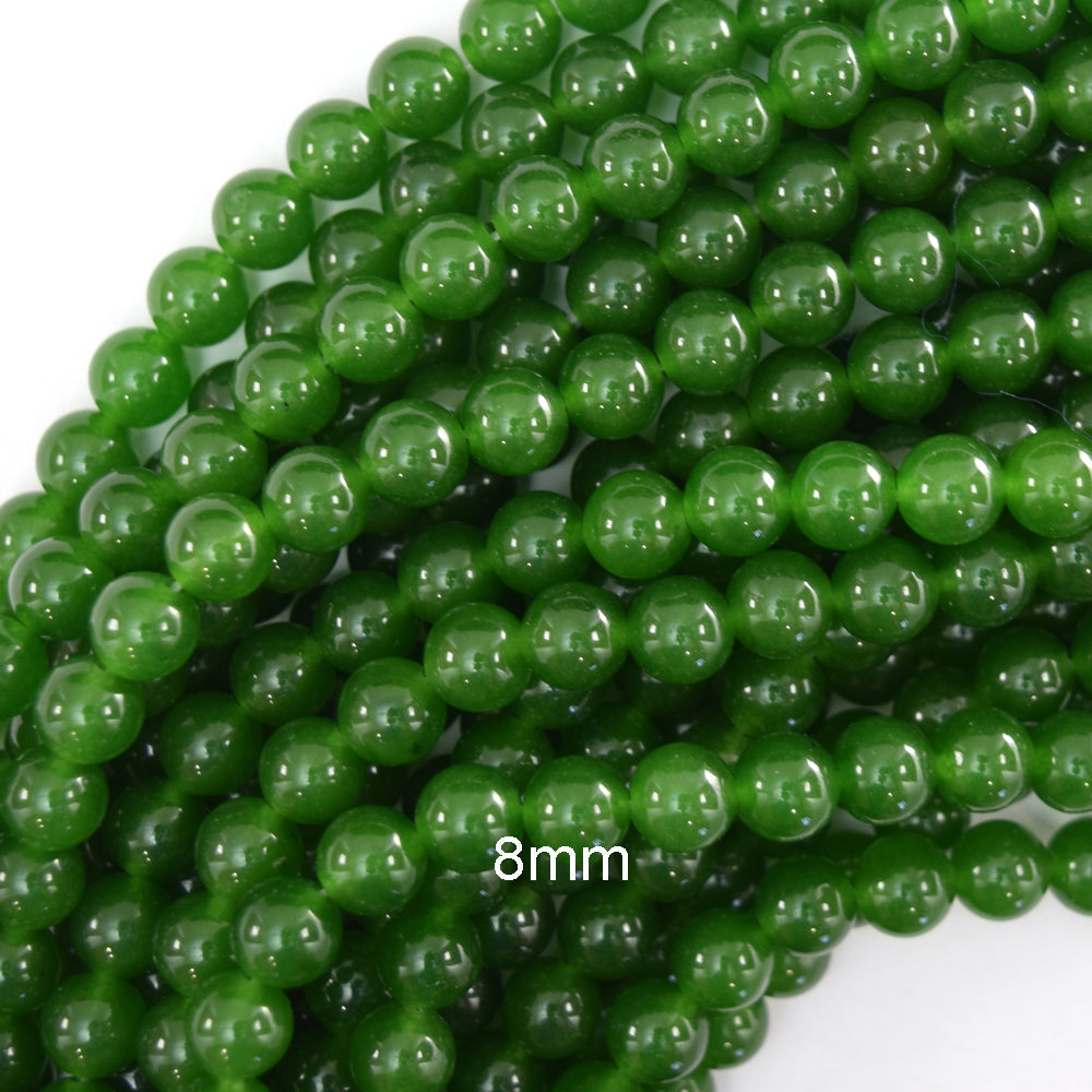 Canadian Green Jade Round Beads Gemstone 15" Strand 4mm 6mm 8mm 10mm 12mm S1 - Eagle Beadz