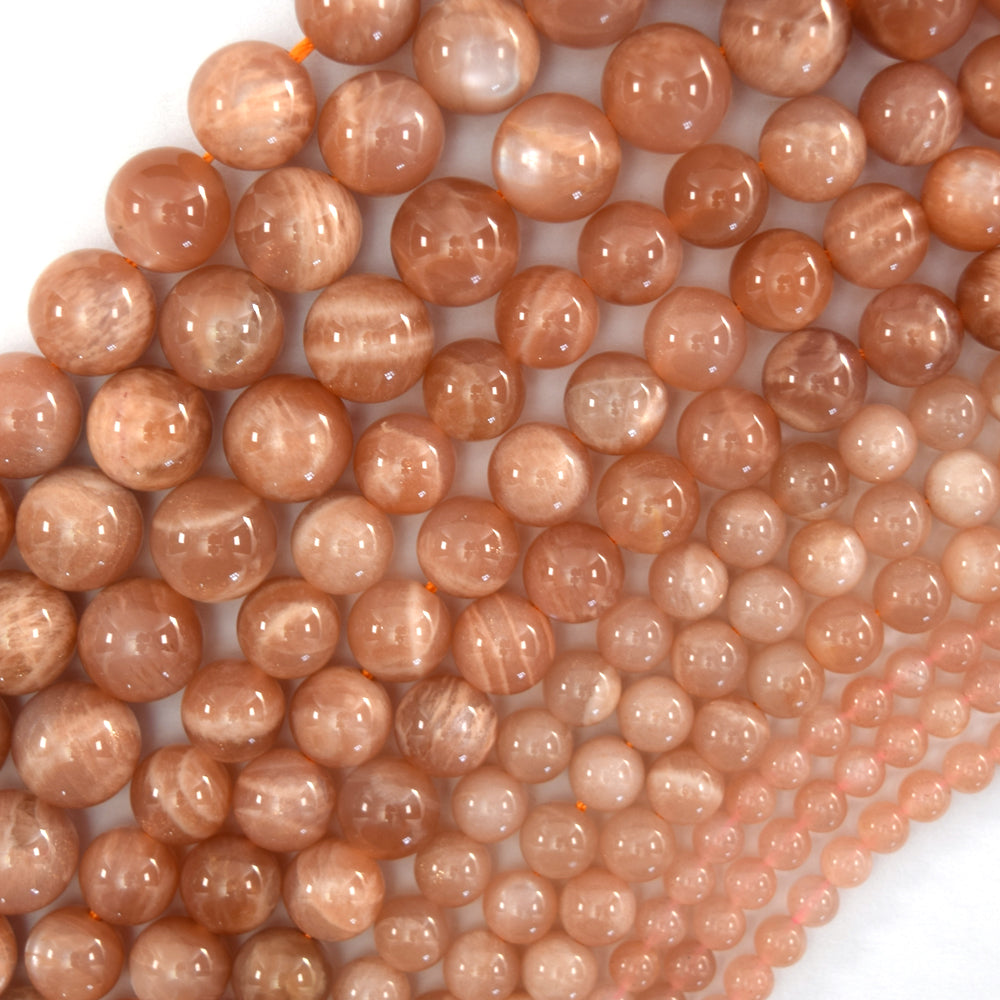 Natural Orange Sunstone Round Beads Gemstone 15" Strand 4mm 6mm 8mm 10mm - Eagle Beadz