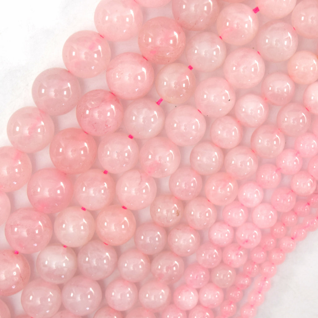 Pink Rose Quartz Round Beads Gemstone 15" Strand 4mm 6mm 8mm 10mm 12mm - Eagle Beadz