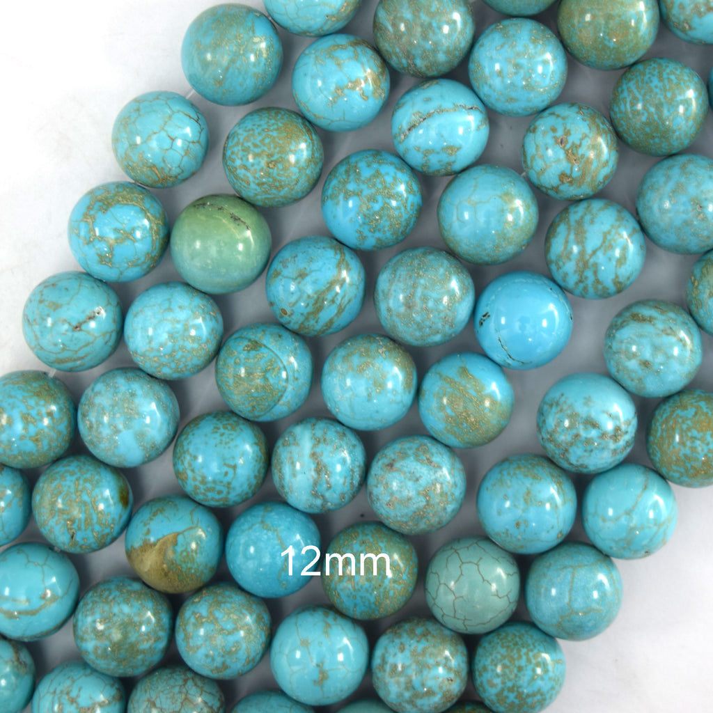 Blue Turquoise Round Beads 15.5" Strand 2mm 4mm 6mm 8mm 10mm 12mm Brown Matrix - Eagle Beadz