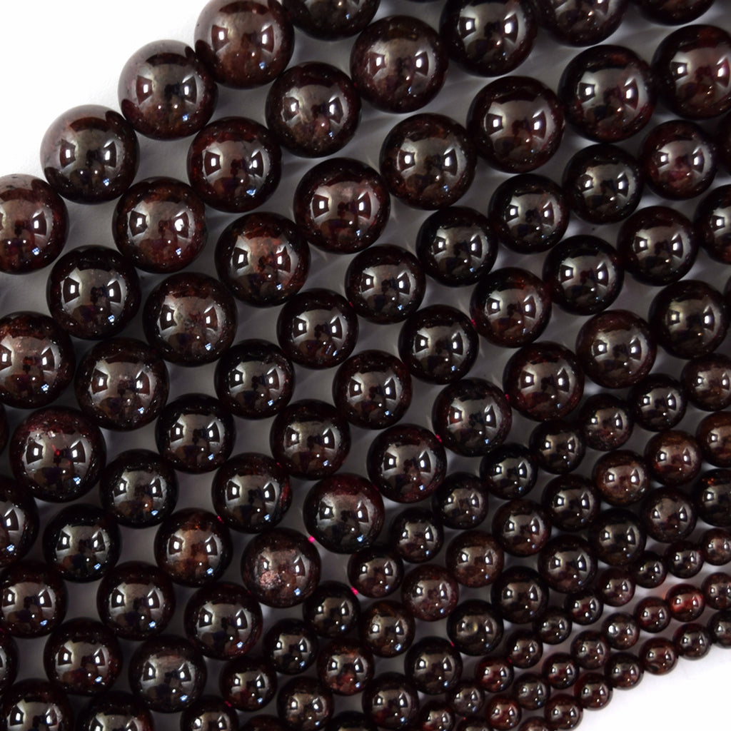 AA Natural Red Garnet Round Beads Gemstone 15" Strand 4mm 6mm 8mm 10mm - Eagle Beadz