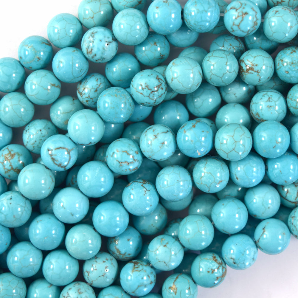 Blue Turquoise Round Beads Gemstone 15" Strand 2mm 4mm 6mm 8mm 10mm 12mm S2 - Eagle Beadz