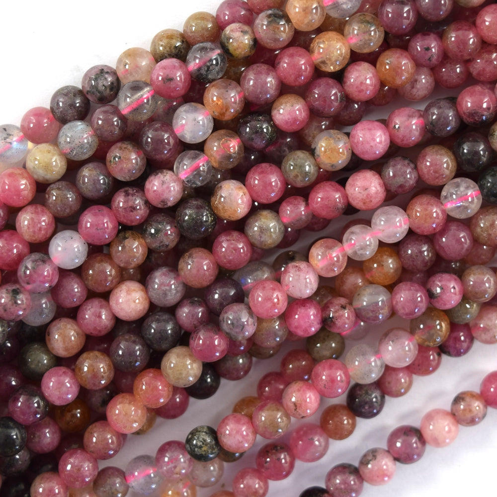 Natural African Pink Rhodonite Round Beads 15.5" Strand 4mm 6mm 8mm 10mm - Eagle Beadz