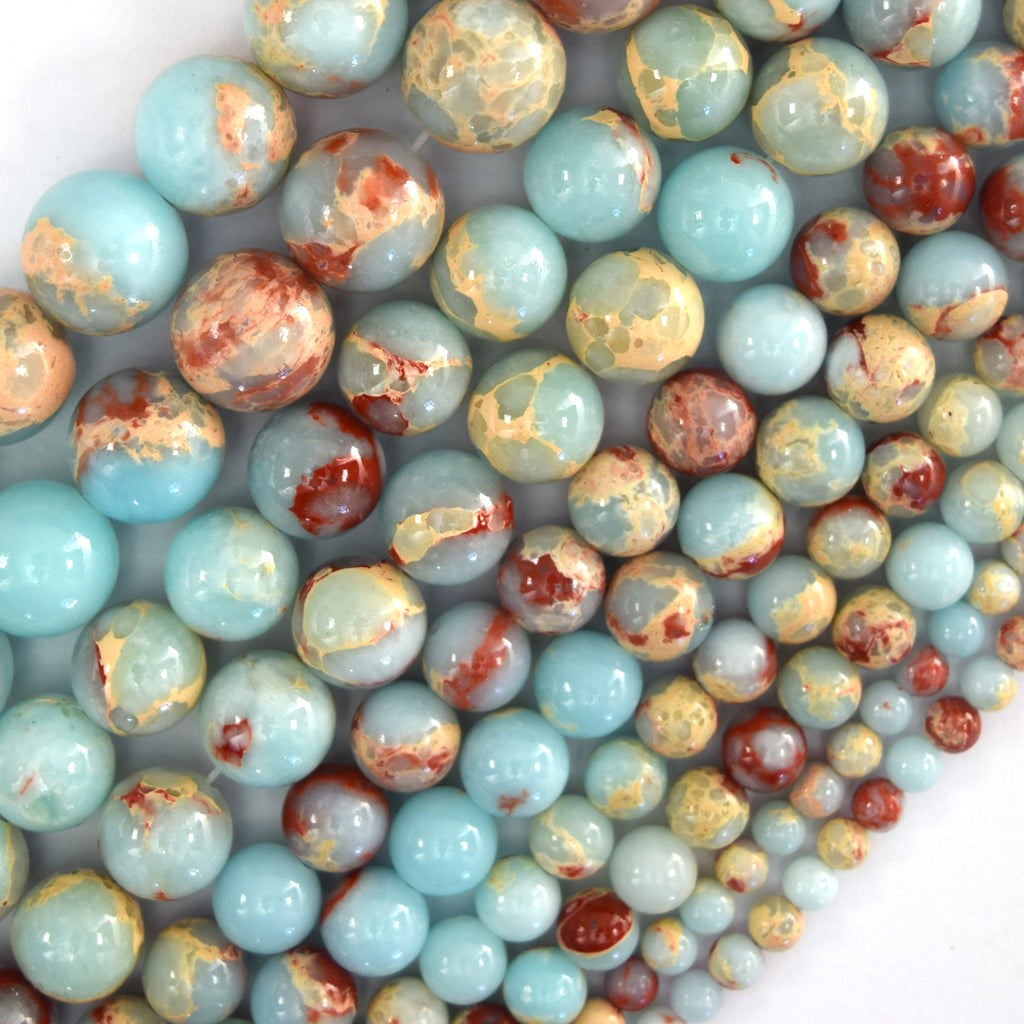 Synthetic Blue Sea Sediment Jasper Round Beads 15" 4mm 6mm 8mm 10mm 12mm - Eagle Beadz