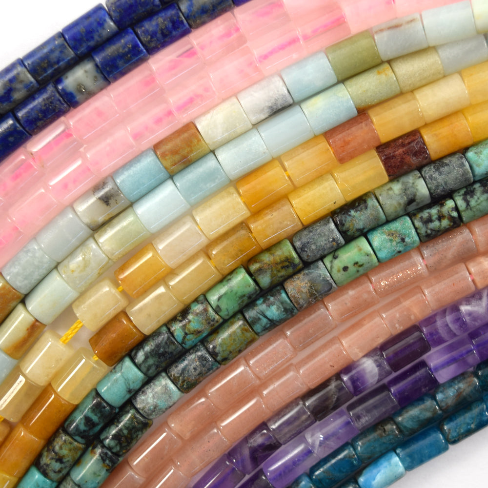 5-6x8-9mm Natural Gemstone Tube Cylinder Beads 15" Strand 6x8mm - Eagle Beadz