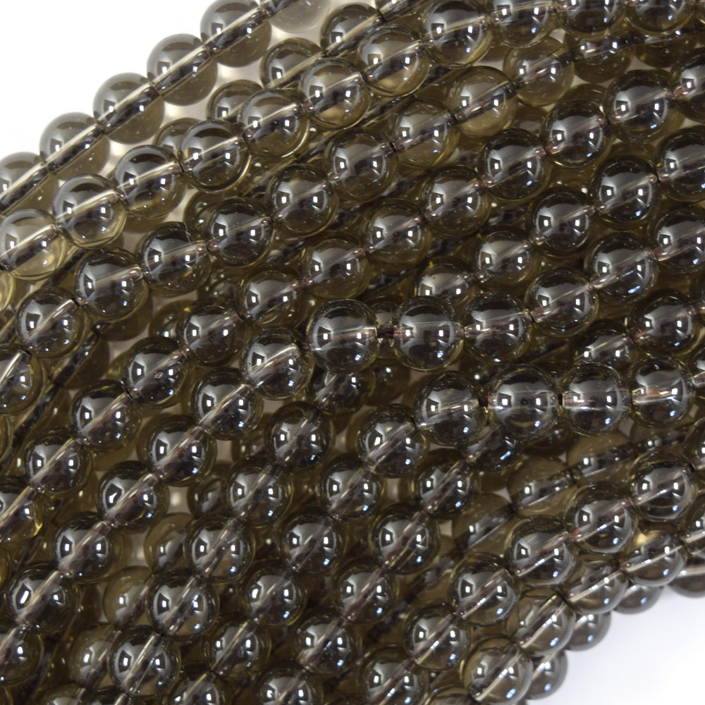 Smoky Quartz Round Beads Gemstone 15" Strand 4mm 6mm 8mm 10mm - Eagle Beadz
