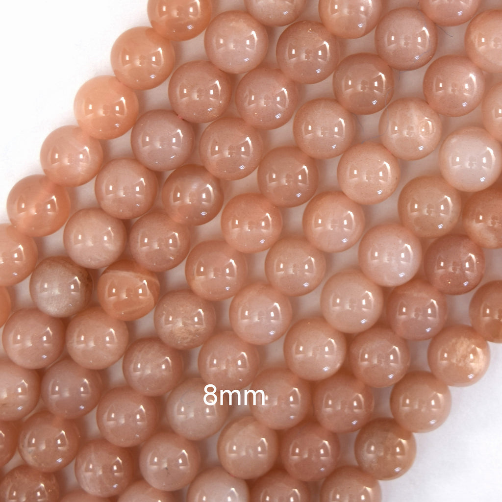 AA Natural Orange Sunstone Round Beads Gemstone 15" Strand 6mm 8mm 10mm