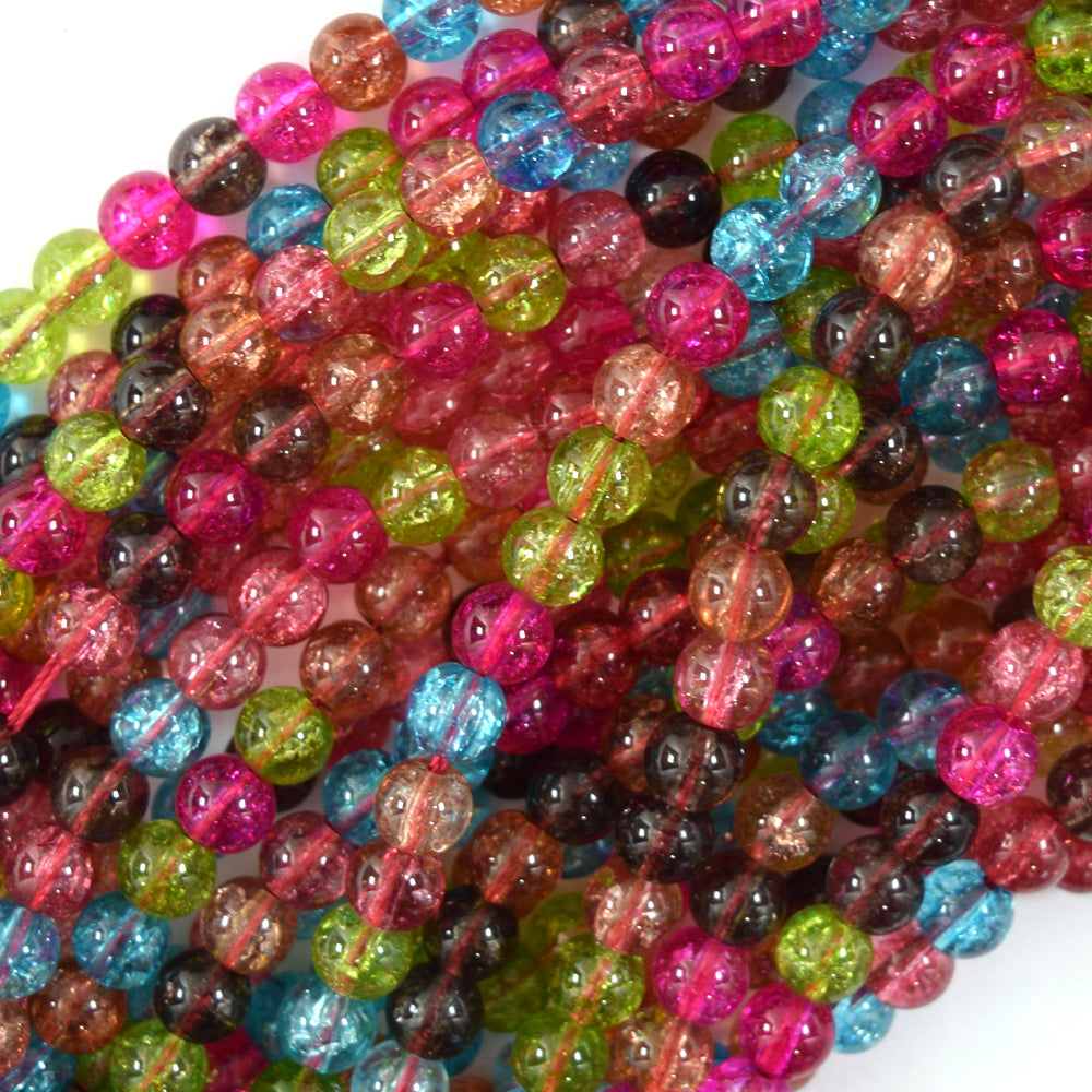 Watermelon Tourmaline Colored Quartz Round Beads 15" 4mm 6mm 8mm 10mm 12mm