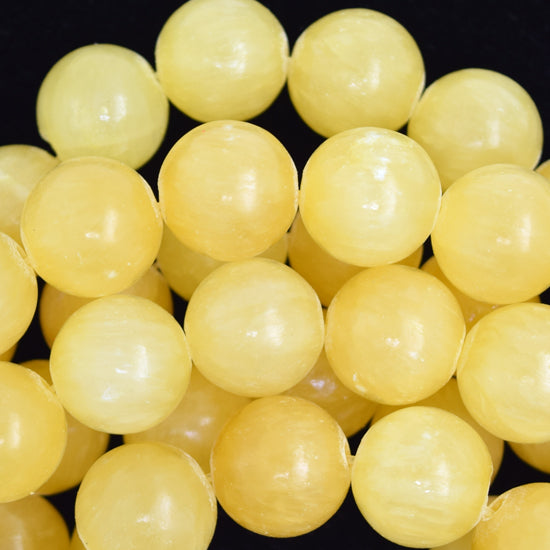 Natural Light Yellow Honey Jade Round Beads Gemstone 15" Strand 6mm 8mm 10mm - Eagle Beadz