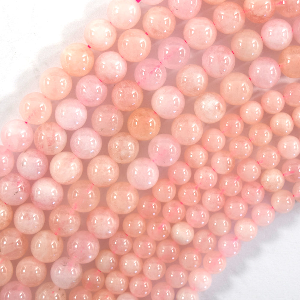 Natural Light Pink Morganite Round Beads 15.5" Beryl 4mm 6mm 8mm - Eagle Beadz