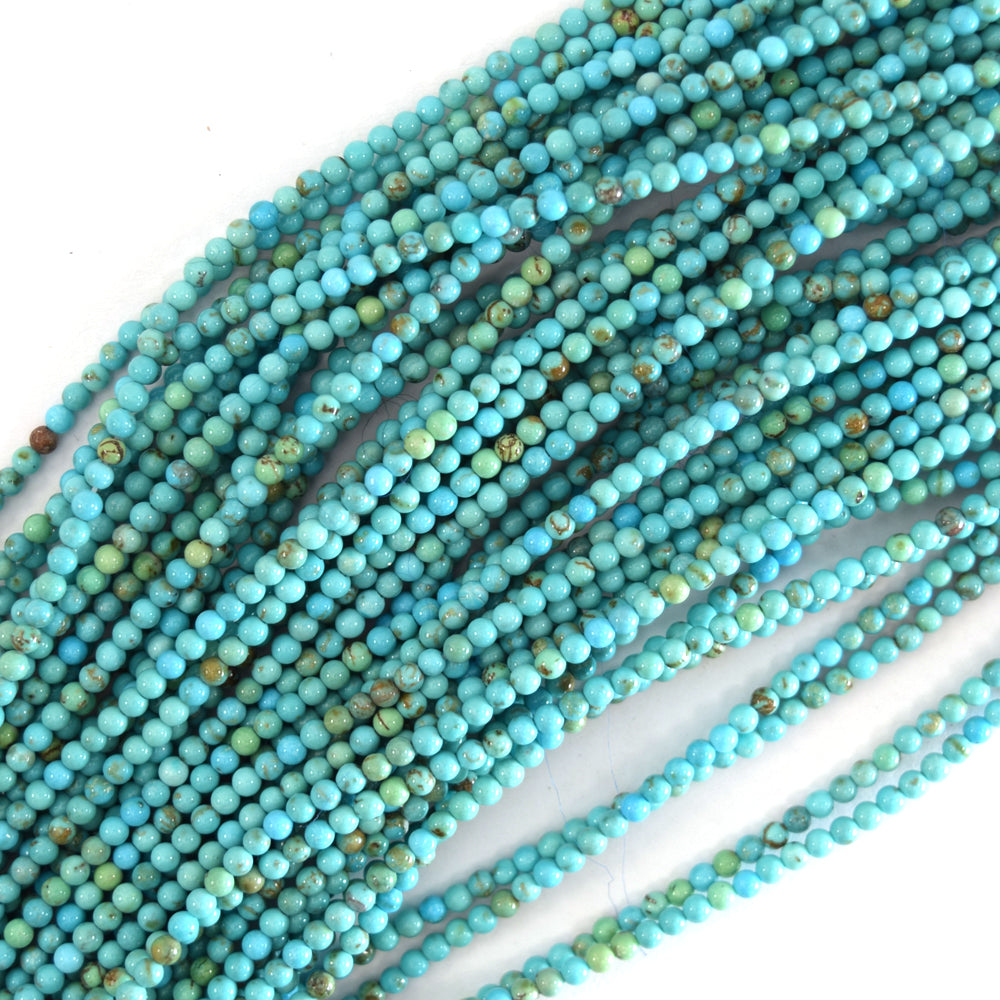 Blue Turquoise Round Beads Gemstone 15" Strand 2mm 4mm 6mm 8mm 10mm 12mm S2 - Eagle Beadz
