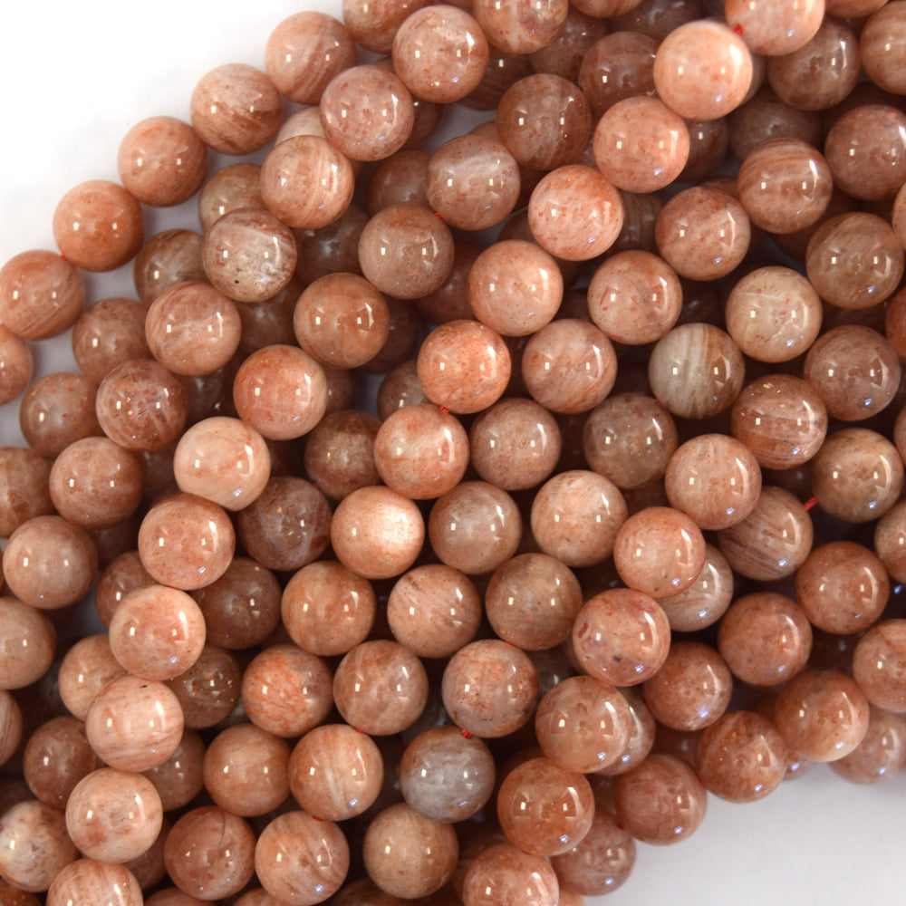 Natural Orange Gold Sunstone Round Beads Gemstone 15" Strand 6mm 8mm 10mm