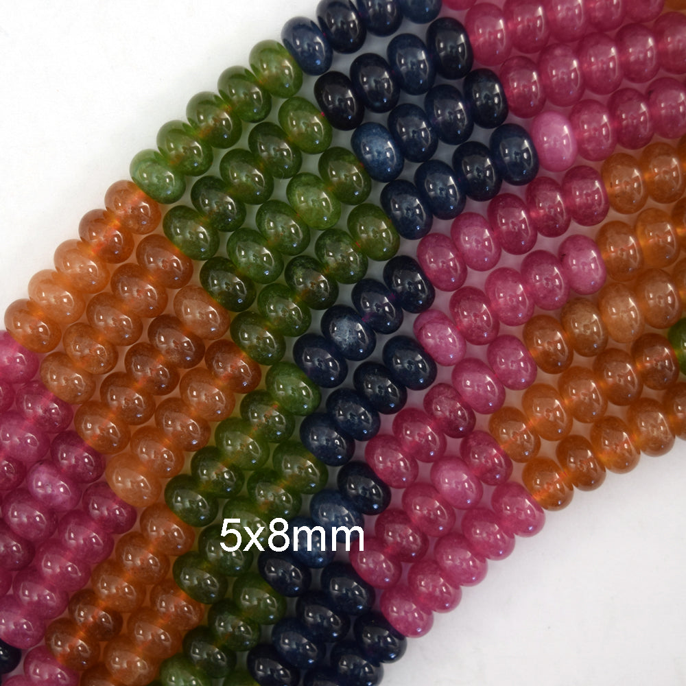 Watermelon Tourmaline Colored Quartz Rondelle Button Beads 15" Strand 6mm 8mm - Eagle Beadz