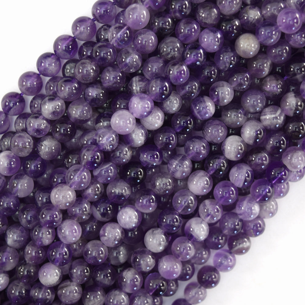 Natural Purple Amethyst Round Beads Gemstone 15" Strand 4mm 6mm 8mm 10mm S2 - Eagle Beadz