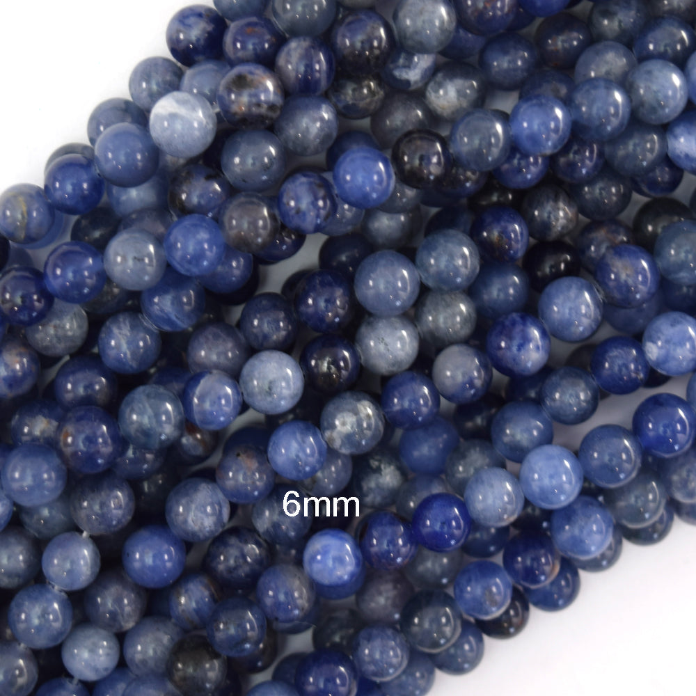 Natural Blue Sodalite Round Beads Gemstone 15" Strand 4mm 6mm 8mm 10mm 12mm - Eagle Beadz