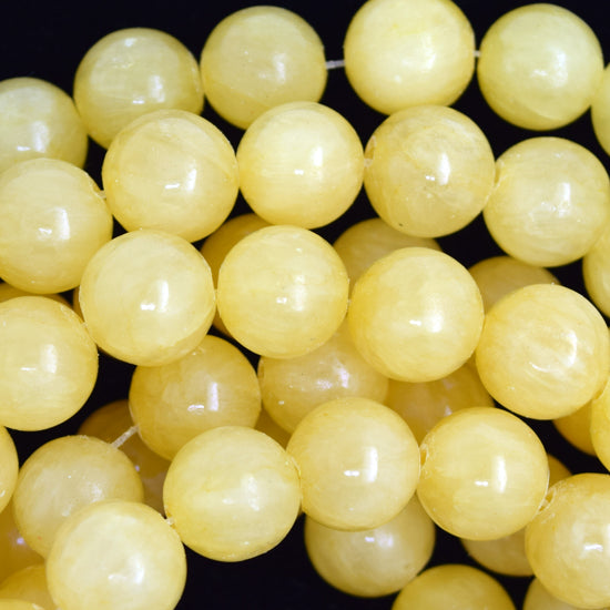 Natural Light Yellow Honey Jade Round Beads Gemstone 15" Strand 6mm 8mm 10mm - Eagle Beadz