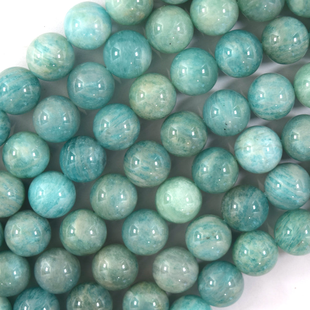 Natural African Green Amazonite Round Beads Gemstone 15" Strand 4mm 6mm 8mm 10mm - Eagle Beadz