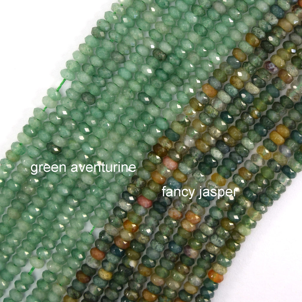 2x4mm Natural Faceted Various Gemstone Rondelle Button Spacer Beads 15" Strand
