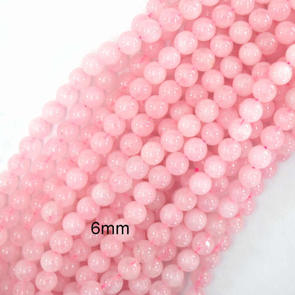 Pink Rose Quartz Round Beads Gemstone 15" Strand 4mm 6mm 8mm 10mm 12mm - Eagle Beadz