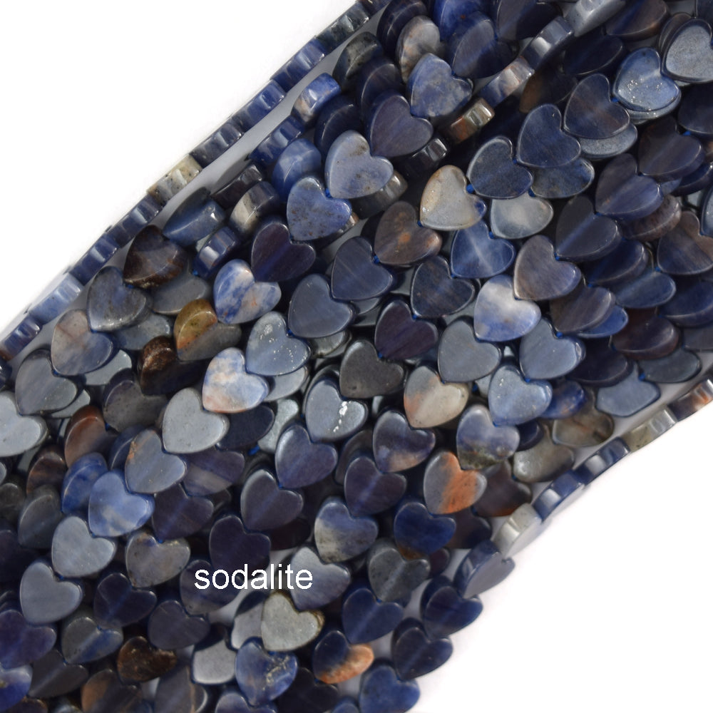 6mm Natural Various Gemstones Heart Beads 15" Strand Amethyst Amazonite Sodalite - Eagle Beadz