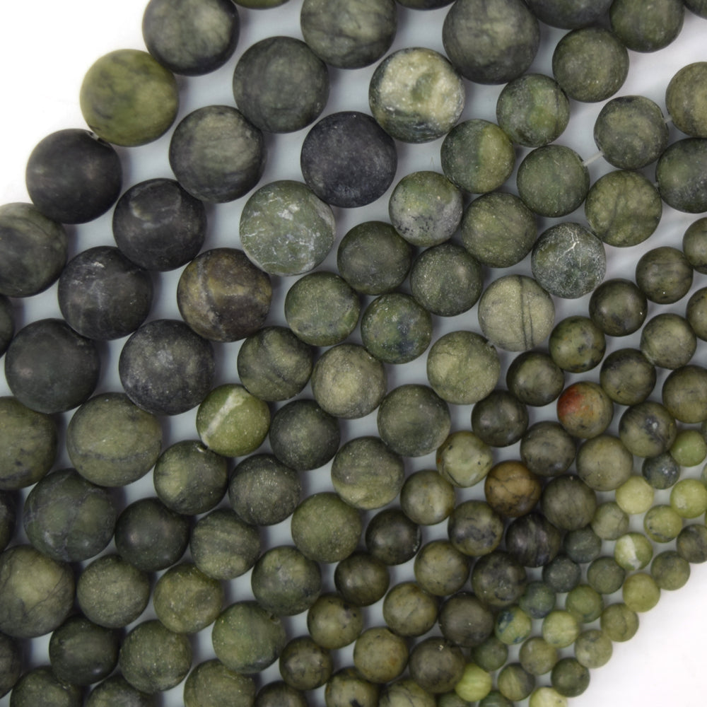 Natural Matte Green Taiwan Jade Round Beads 14.5" Strand 4mm 6mm 8mm 10mm 12mm - Eagle Beadz