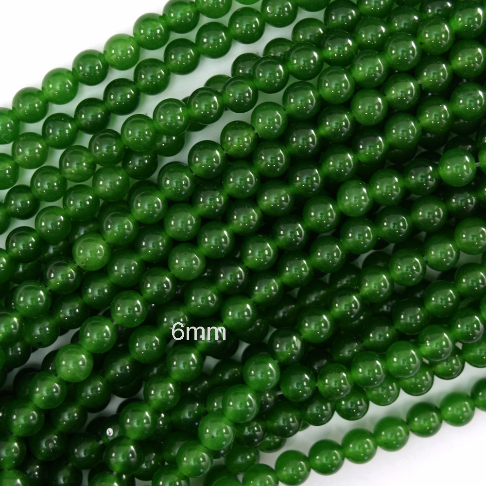 Canadian Green Jade Round Beads Gemstone 15" Strand 4mm 6mm 8mm 10mm 12mm S1 - Eagle Beadz