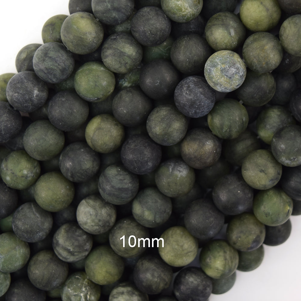 Natural Matte Green Taiwan Jade Round Beads 14.5" Strand 4mm 6mm 8mm 10mm 12mm - Eagle Beadz