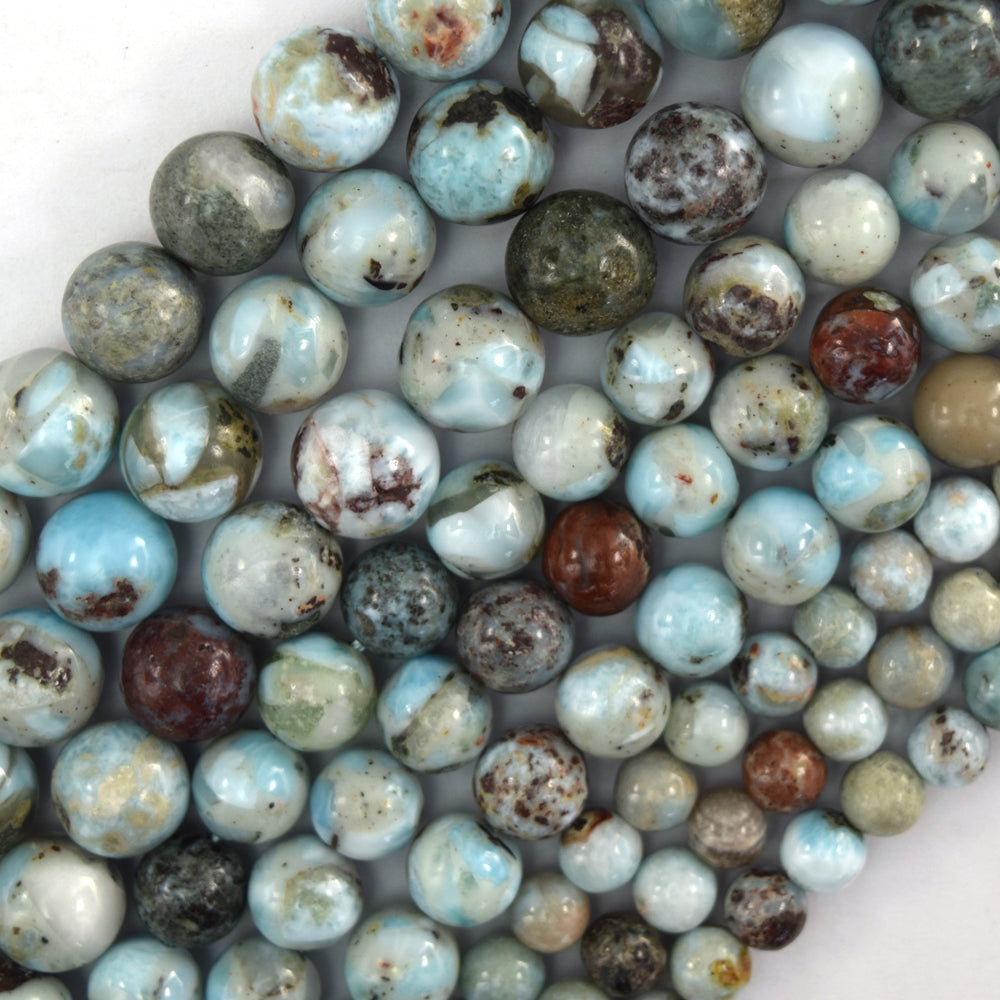 Natural Genuine Brown Blue Larimar Round Beads 15.5" Strand 6mm 8mm 10mm - Eagle Beadz