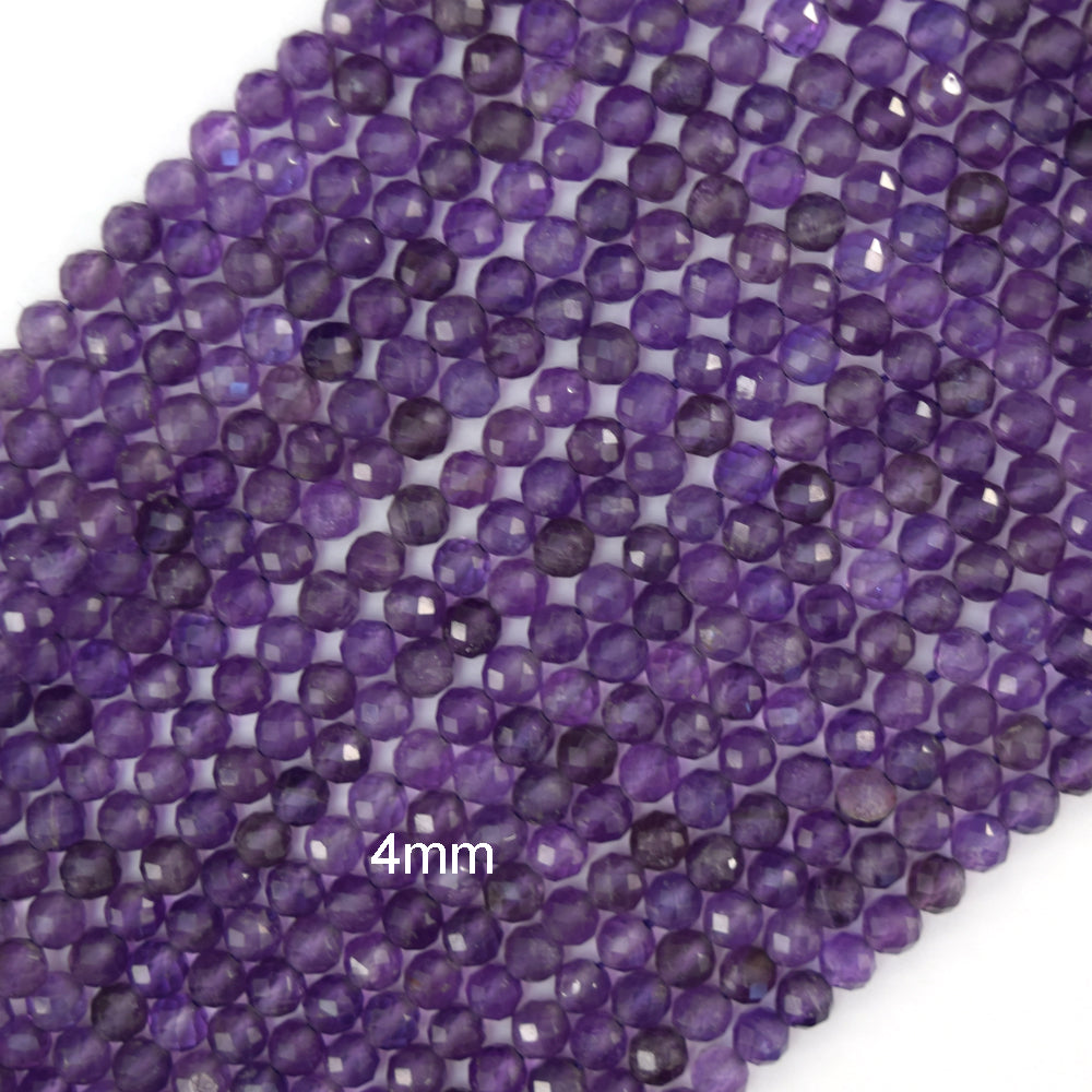 Natural Faceted Purple Amethyst Round Beads 15" Strand 3mm 4mm 6mm 8mm 10mm S1 - Eagle Beadz