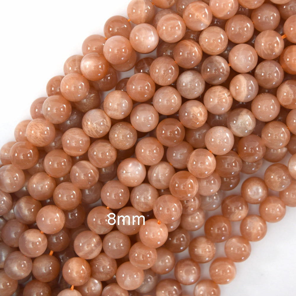 Natural Orange Sunstone Round Beads Gemstone 15" Strand 4mm 6mm 8mm 10mm - Eagle Beadz