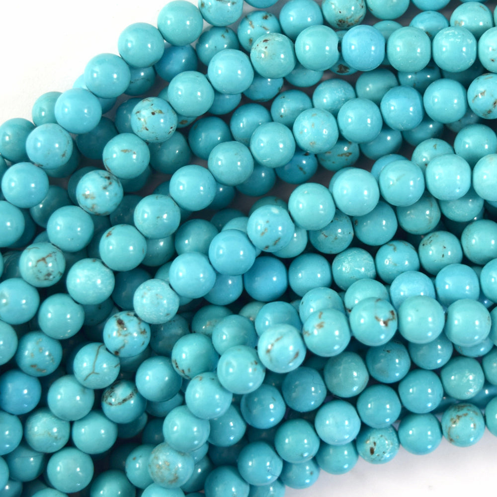 Blue Turquoise Round Beads Gemstone 15" Strand 2mm 4mm 6mm 8mm 10mm 12mm S2 - Eagle Beadz