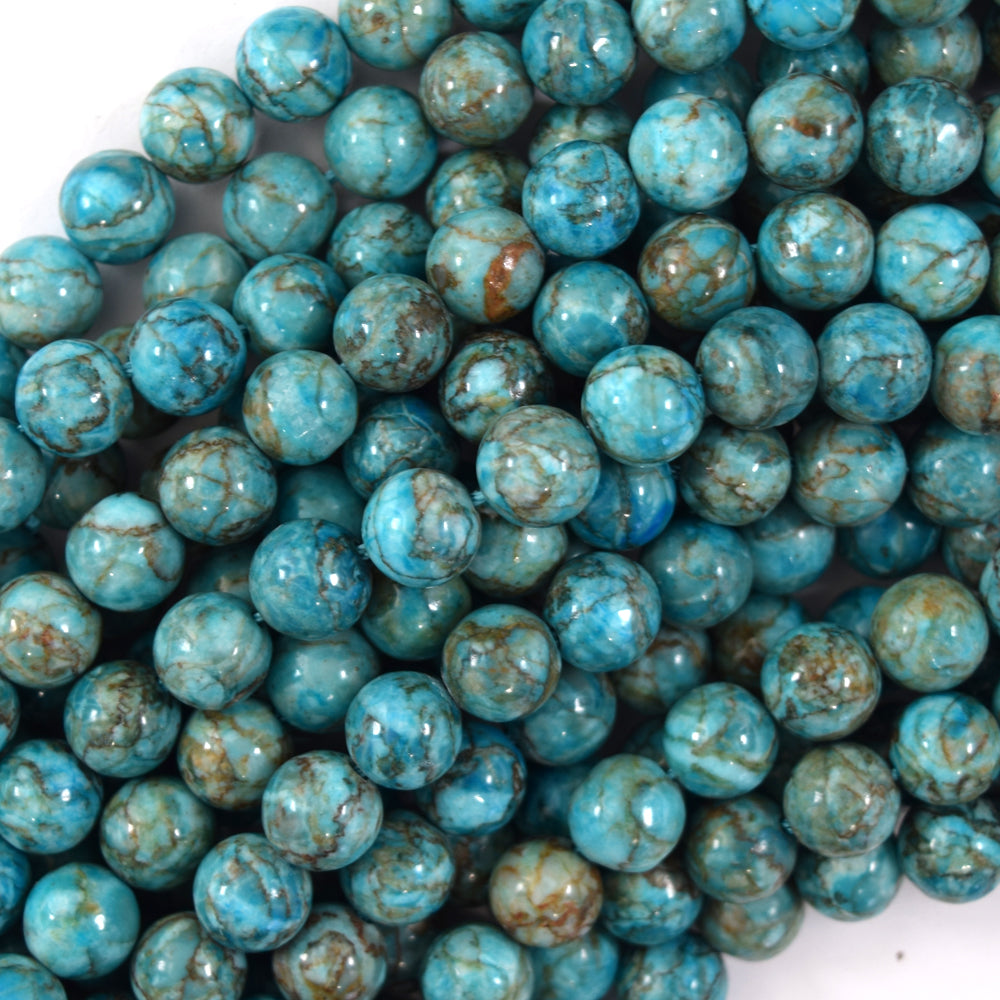 Natural Blue South African Turquoise Round Beads 15" Strand 6mm 8mm 10mm - Eagle Beadz