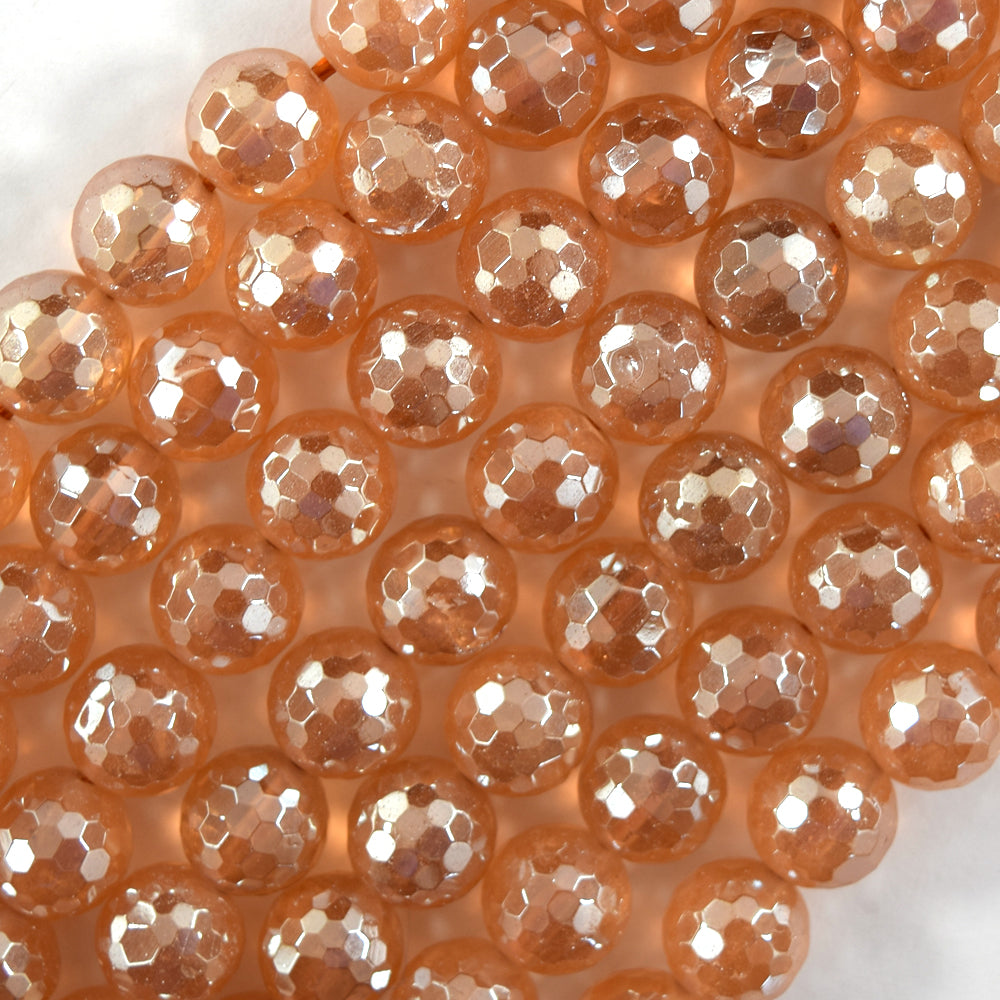 Mystic Titanium Faceted Champagne Crystal Quartz Round Beads 15" 6mm 8mm 10mm - Eagle Beadz