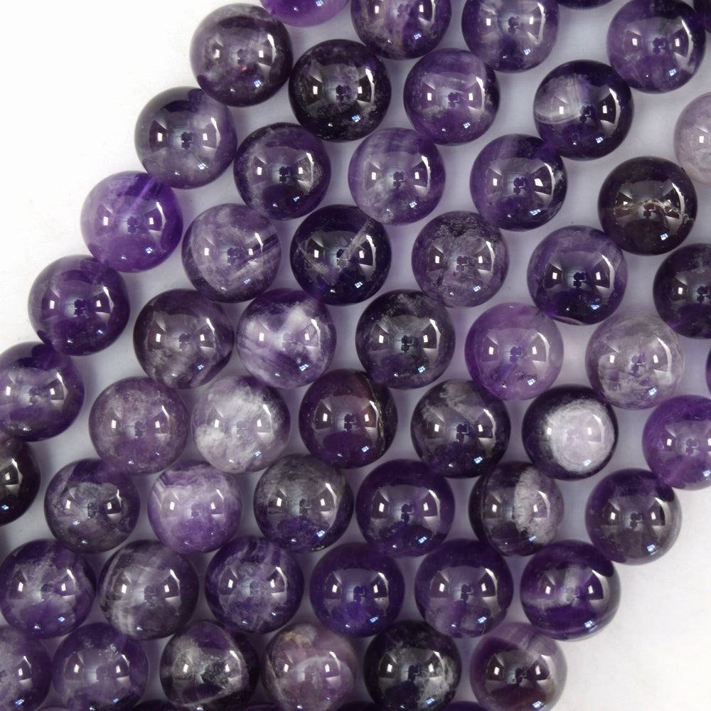 Natural Purple Amethyst Round Beads Gemstone 15" Strand 4mm 6mm 8mm 10mm S2 - Eagle Beadz