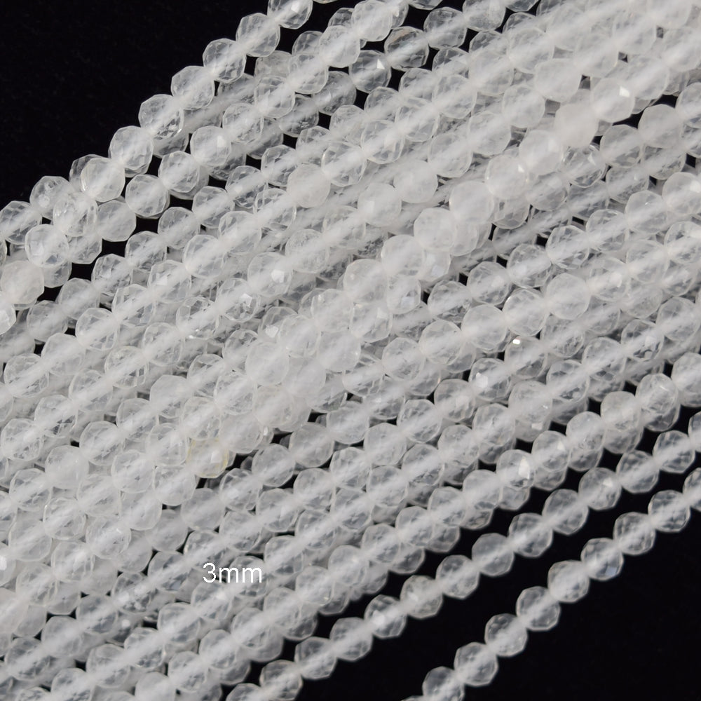 Natural Faceted Clear Crystal Quartz Round Beads 15" Strand 3mm 4mm 6mm 8mm 10mm