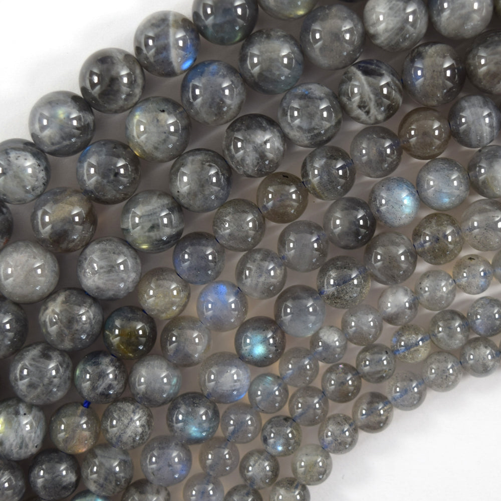 Natural Light Gray Labradorite Round Beads Gemstone 15" Strand 6mm 8mm 10mm S3 - Eagle Beadz
