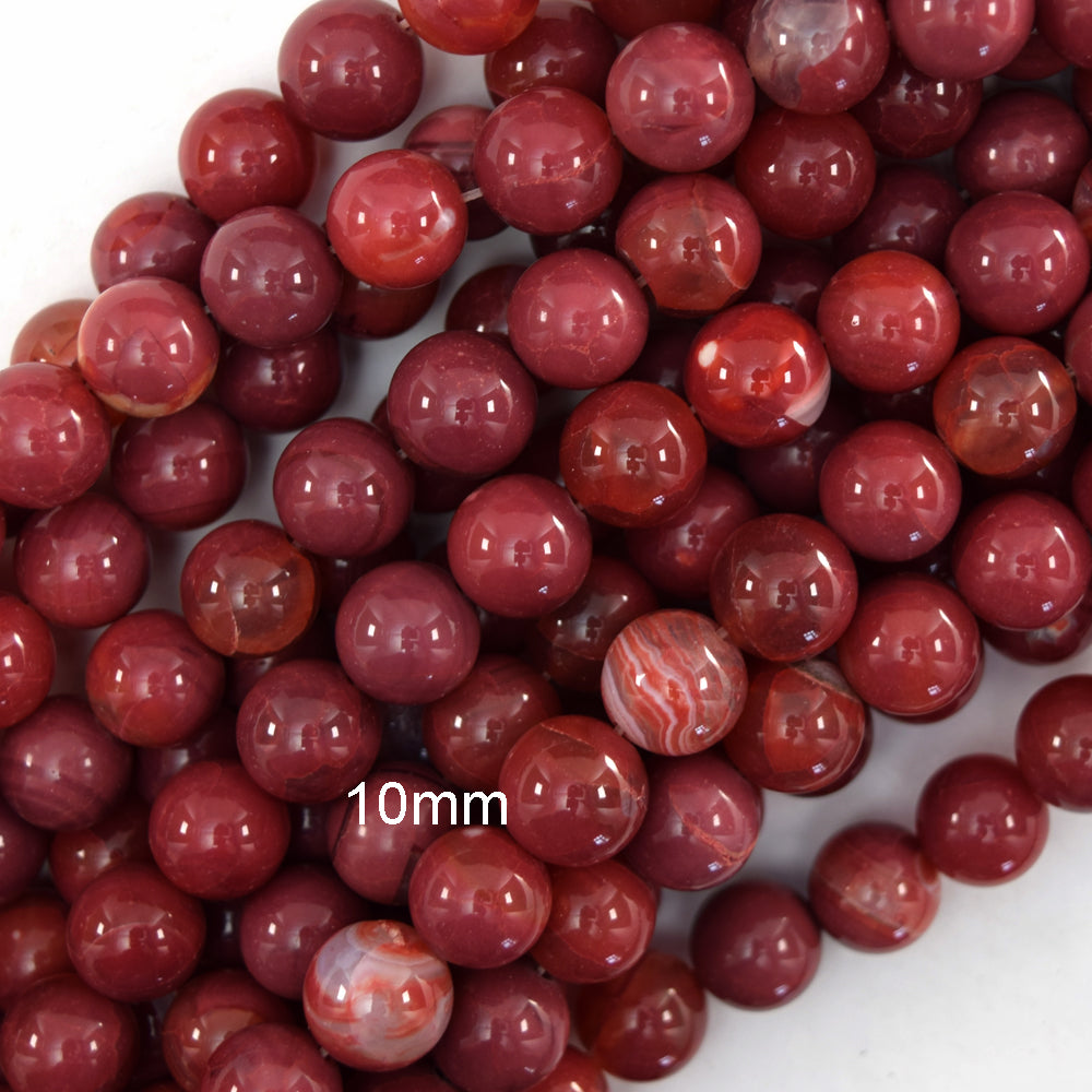 Red Fire Agate Round Beads Gemstone 15" Strand 6mm 8mm 10mm
