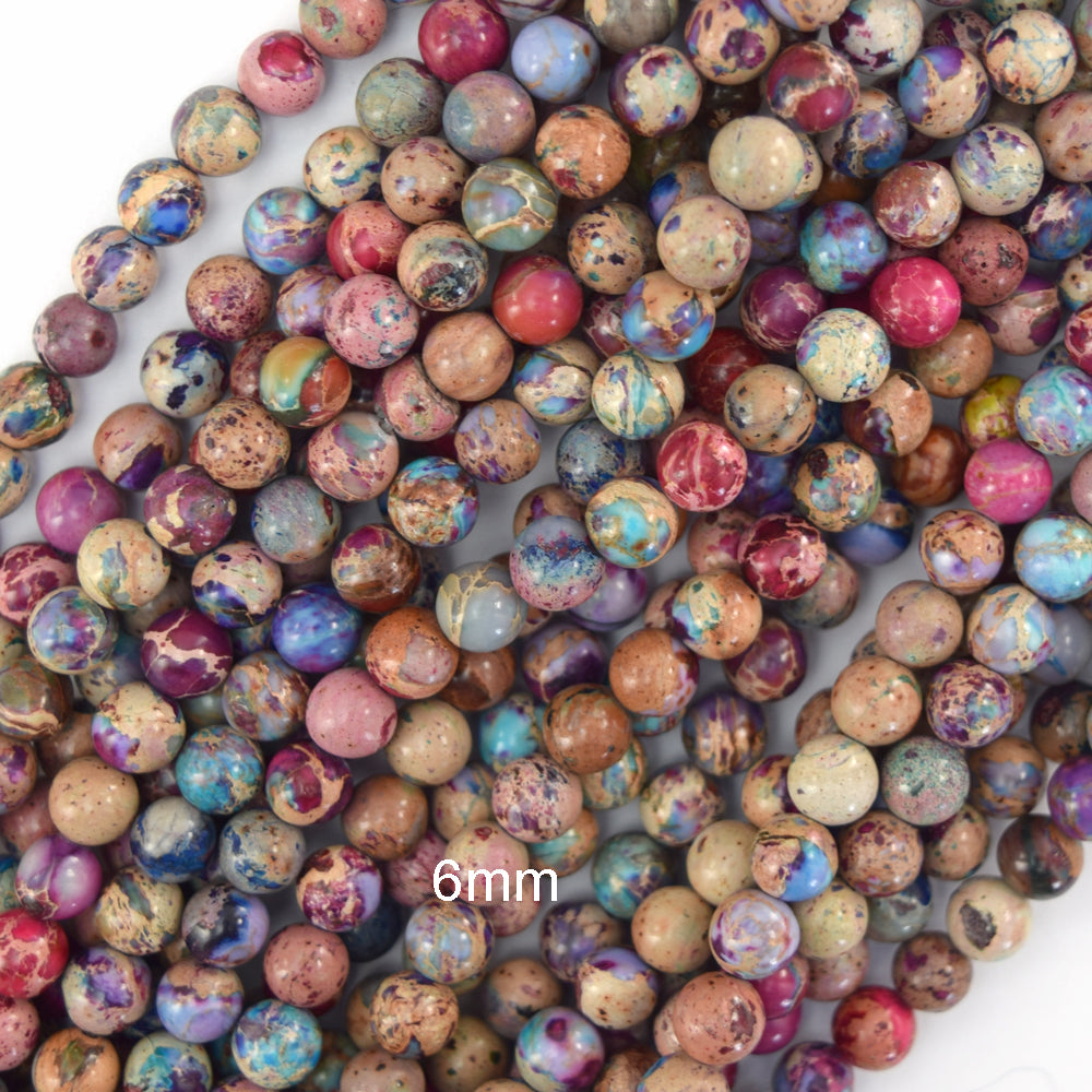 Galaxy Purple Blue Sea Sediment Jasper Round Beads 15.5" 4mm 6mm 8mm 10mm S2 - Eagle Beadz