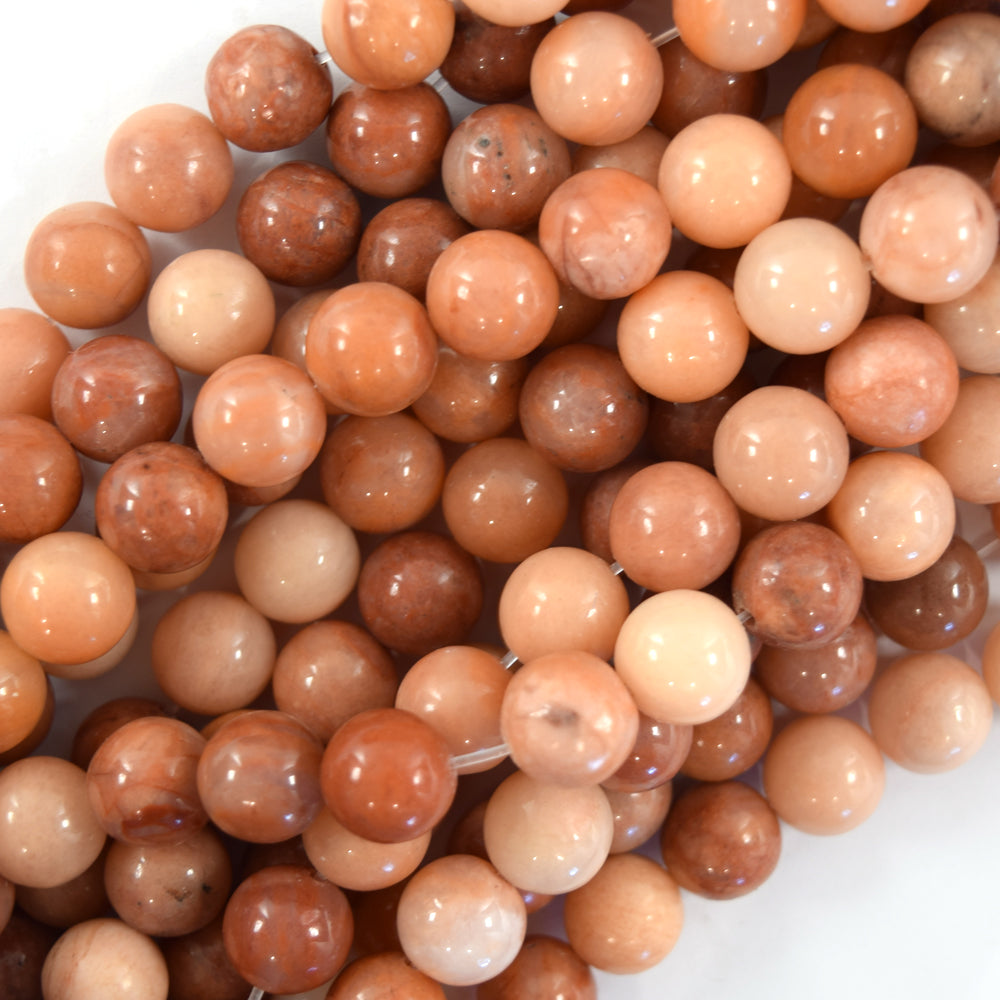 Natural Orange Aventurine Round Beads Gemstone 15" Strand 6mm 8mm 10mm