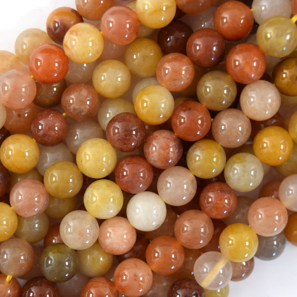 Natural Golden flower Jade Round Beads Gemstone 15" Strand 6mm 8mm 10mm