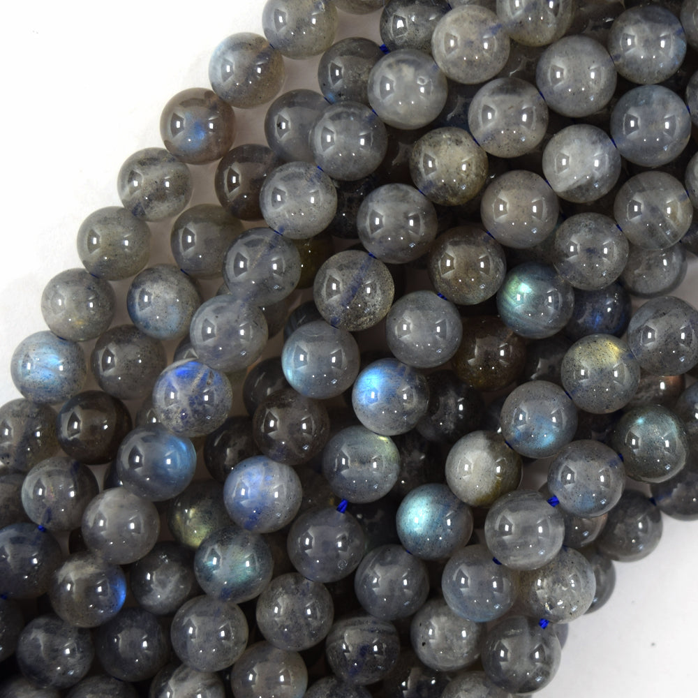 Natural Light Gray Labradorite Round Beads Gemstone 15" Strand 6mm 8mm 10mm S3 - Eagle Beadz