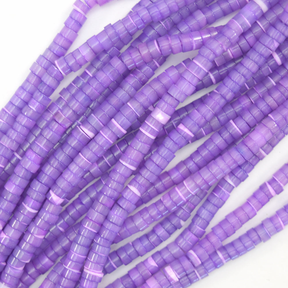2x4mm Mother Of Pearl Mop Heishi Disc Beads 15.5" Blue Green Pink Purple 4mm - Eagle Beadz