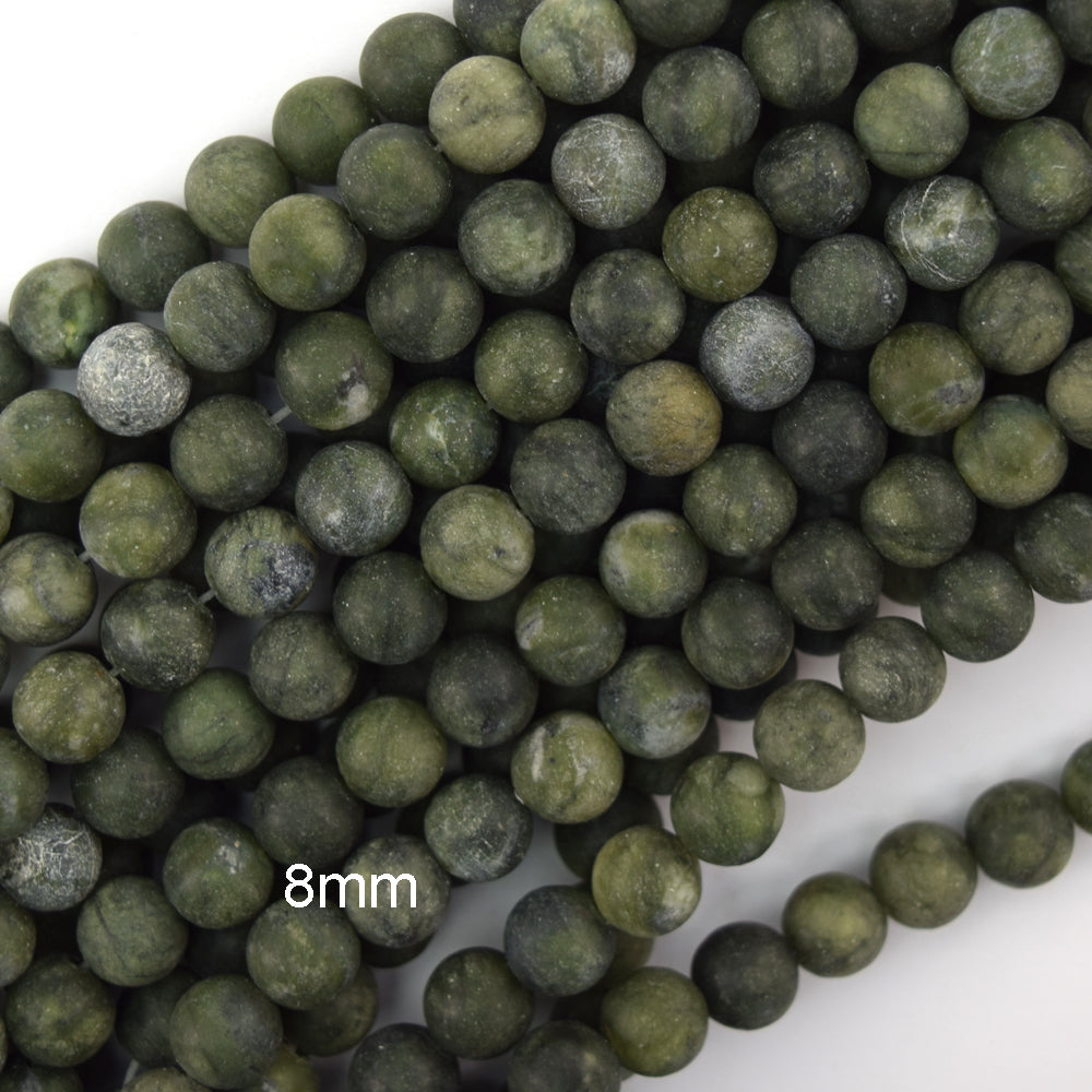 Natural Matte Green Taiwan Jade Round Beads 14.5" Strand 4mm 6mm 8mm 10mm 12mm - Eagle Beadz