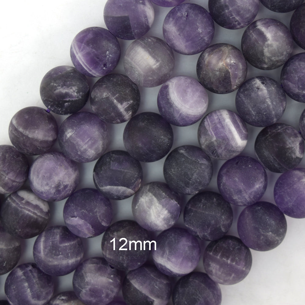 Natural Matte Purple Amethyst Round Beads 15" Strand 4mm 6mm 8mm 10mm 12mm - Eagle Beadz