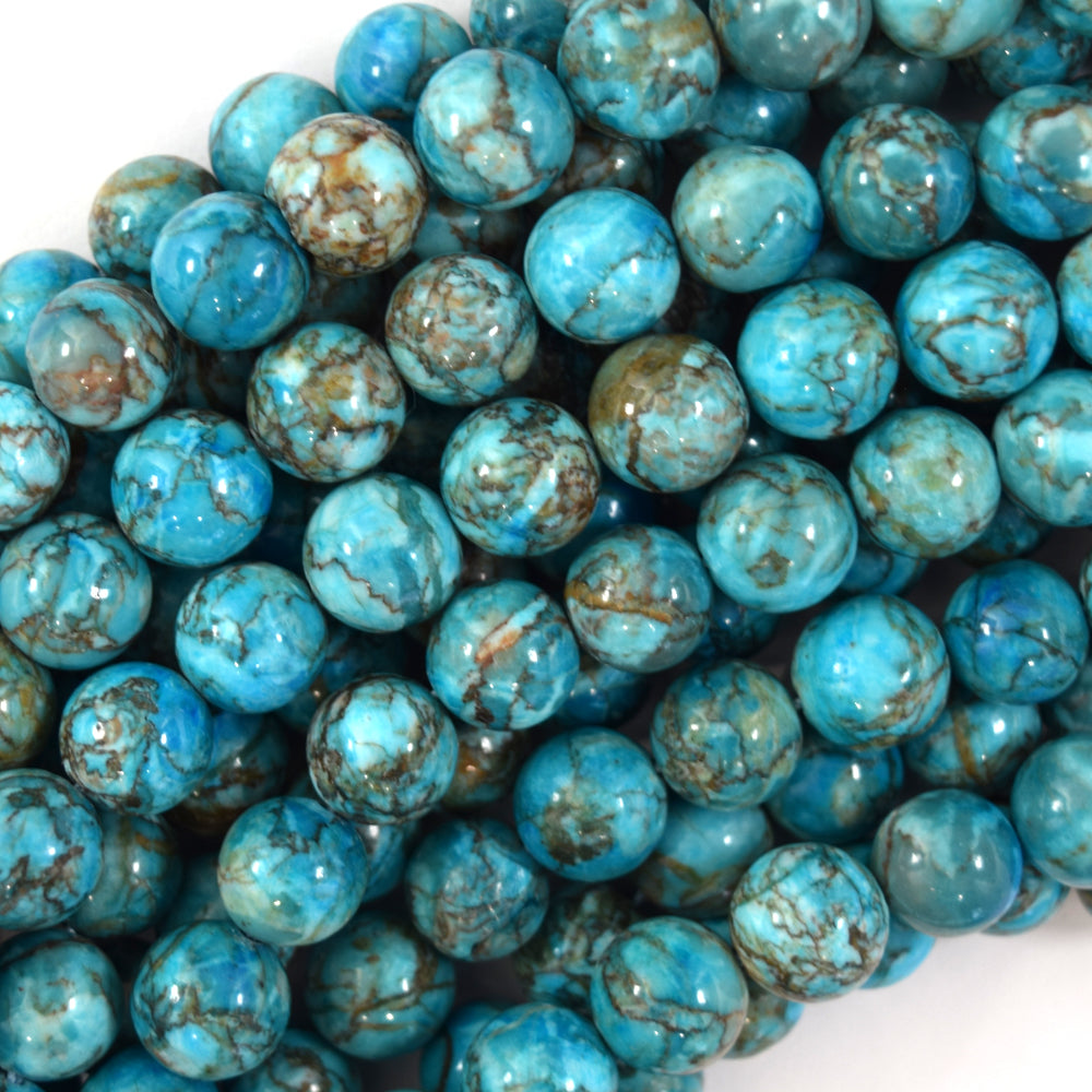 Natural Blue South African Turquoise Round Beads 15" Strand 6mm 8mm 10mm - Eagle Beadz
