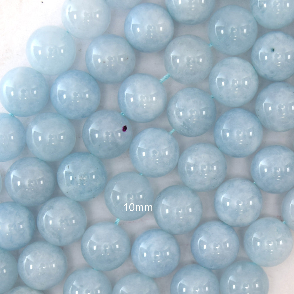 Light Blue Aquamarine Quartz Round Beads 15" Strand 4mm 6mm 8mm 10mm 12mm - Eagle Beadz